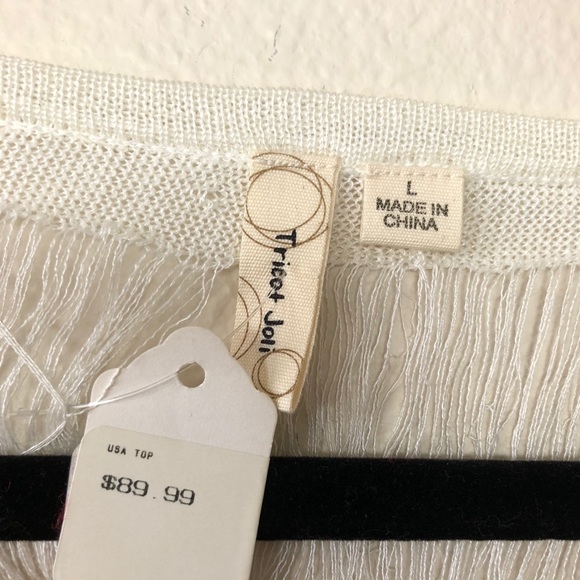 Tricot Joli Ivory Ramie Blend Top Lightweight Sz L - Picture 4 of 7